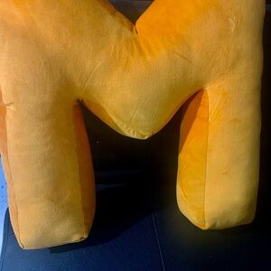 Golden Yellow Letter M Pillow